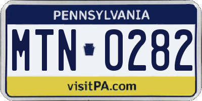 PA license plate MTN0282