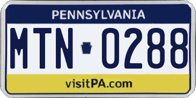 PA license plate MTN0288