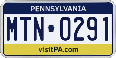 PA license plate MTN0291