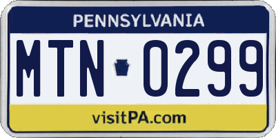 PA license plate MTN0299