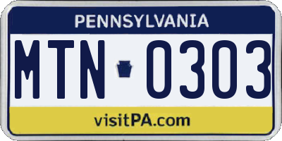 PA license plate MTN0303