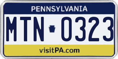 PA license plate MTN0323