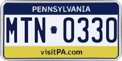 PA license plate MTN0330
