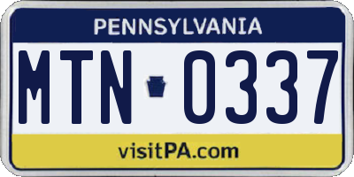 PA license plate MTN0337