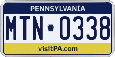 PA license plate MTN0338