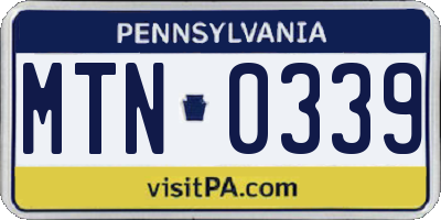 PA license plate MTN0339