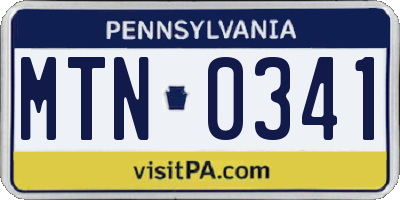 PA license plate MTN0341