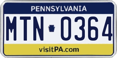 PA license plate MTN0364