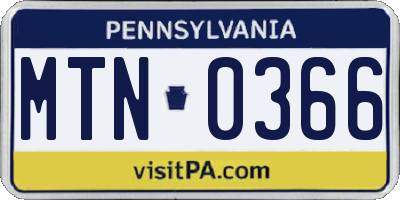 PA license plate MTN0366