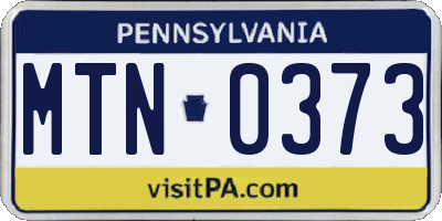 PA license plate MTN0373