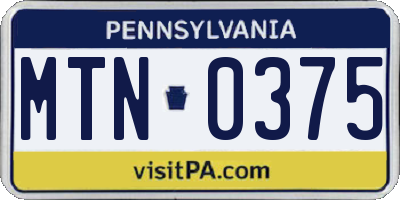 PA license plate MTN0375