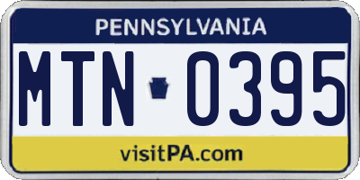 PA license plate MTN0395