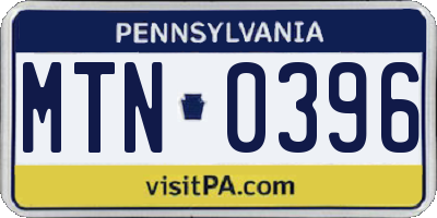 PA license plate MTN0396