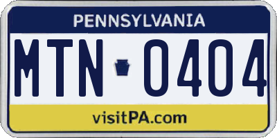 PA license plate MTN0404