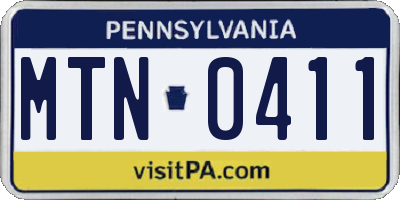 PA license plate MTN0411