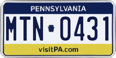 PA license plate MTN0431