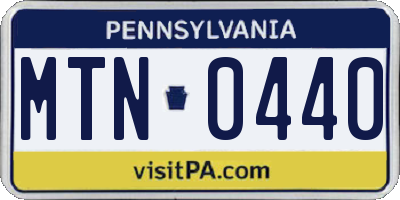 PA license plate MTN0440