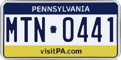 PA license plate MTN0441