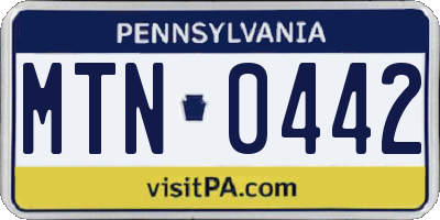 PA license plate MTN0442
