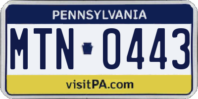 PA license plate MTN0443