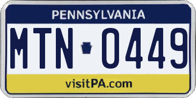 PA license plate MTN0449