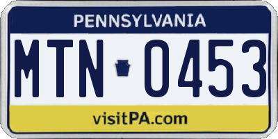 PA license plate MTN0453