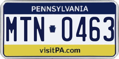 PA license plate MTN0463