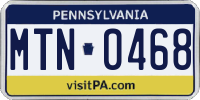 PA license plate MTN0468
