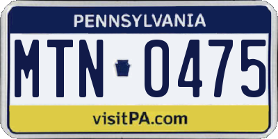 PA license plate MTN0475