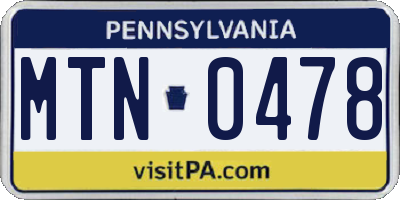 PA license plate MTN0478