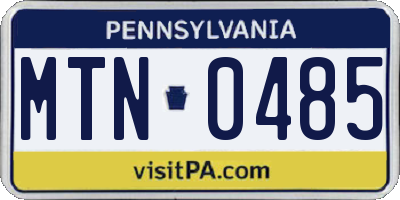 PA license plate MTN0485