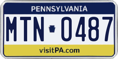 PA license plate MTN0487