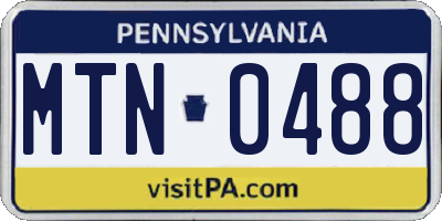 PA license plate MTN0488