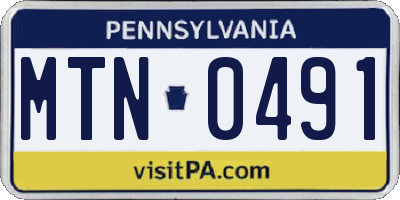 PA license plate MTN0491