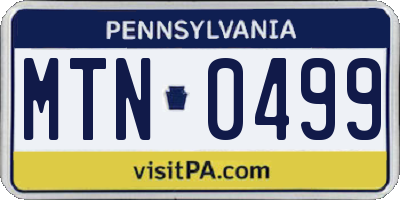 PA license plate MTN0499