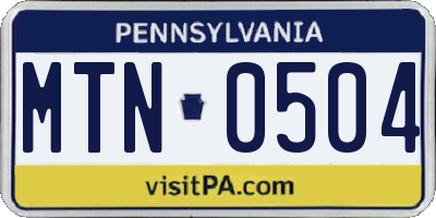 PA license plate MTN0504