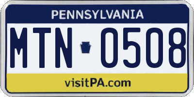 PA license plate MTN0508