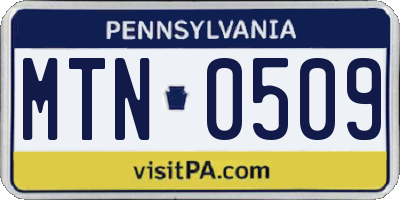 PA license plate MTN0509