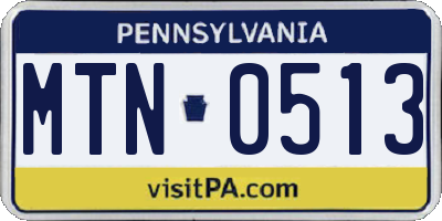 PA license plate MTN0513