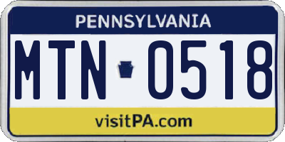 PA license plate MTN0518