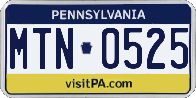 PA license plate MTN0525