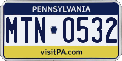 PA license plate MTN0532