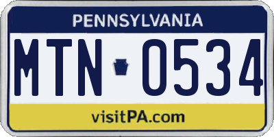 PA license plate MTN0534