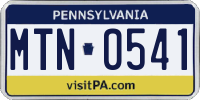PA license plate MTN0541