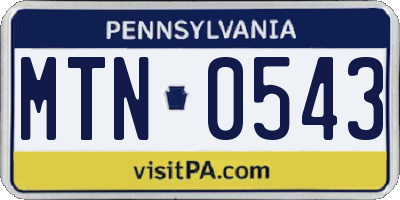 PA license plate MTN0543