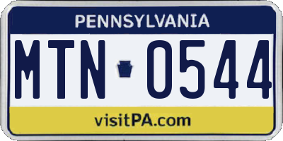 PA license plate MTN0544