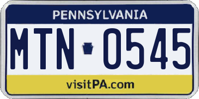 PA license plate MTN0545