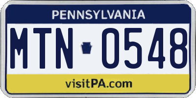 PA license plate MTN0548