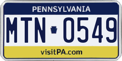 PA license plate MTN0549