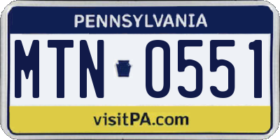 PA license plate MTN0551